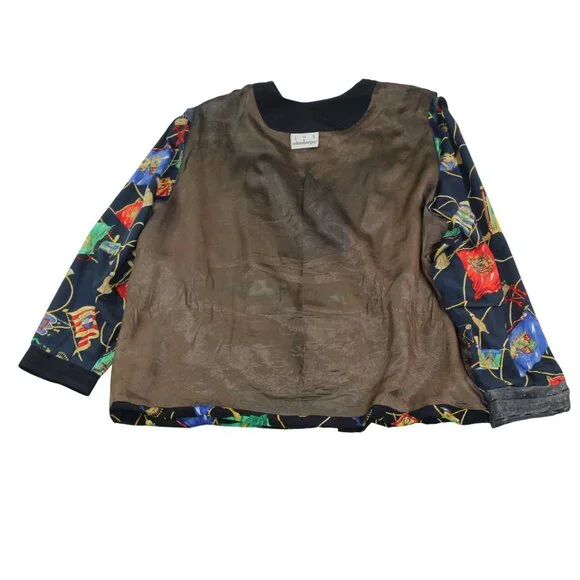 Schneberger Blouse Plus Sz Womens US 24 Royal Crest Pattern Button Front - Picture 5 of 16